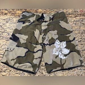 Mens Sz 36 Panama Jack Board Shorts Camouflage Tropical Print Lgth22 Inseam 10.5